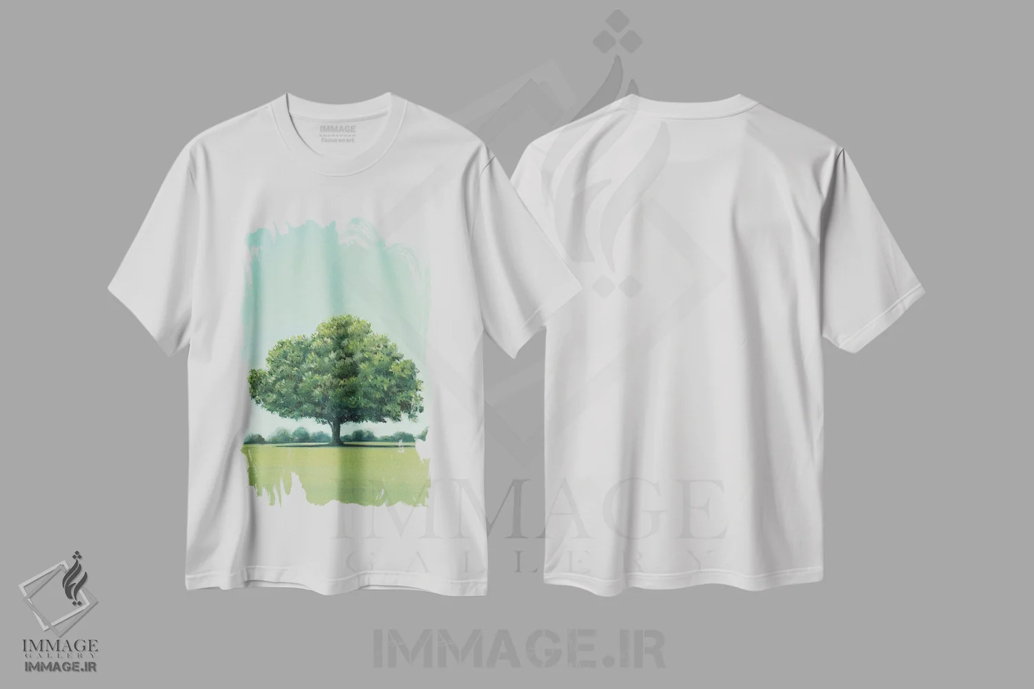 تیشرت سفید طرح دار بلوط هولم، دکور معاصر اثر شارلوت پی. | فروشگاه ایماژ