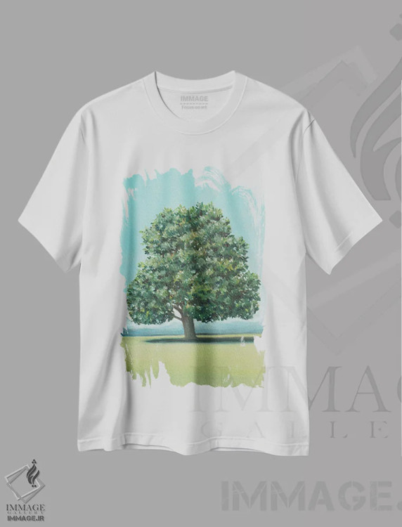 تیشرت سفید طرح دار درخت نمدار، دکور معاصر اثر شارلوت پی. | immage.ir