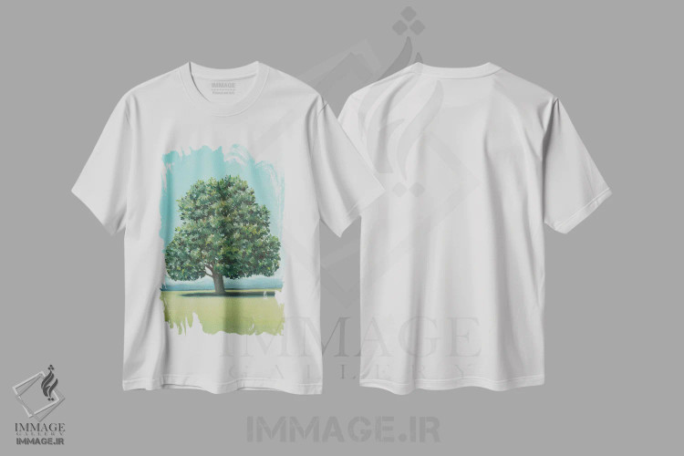 تیشرت سفید طرح دار درخت نمدار، دکور معاصر اثر شارلوت پی. | immage.ir