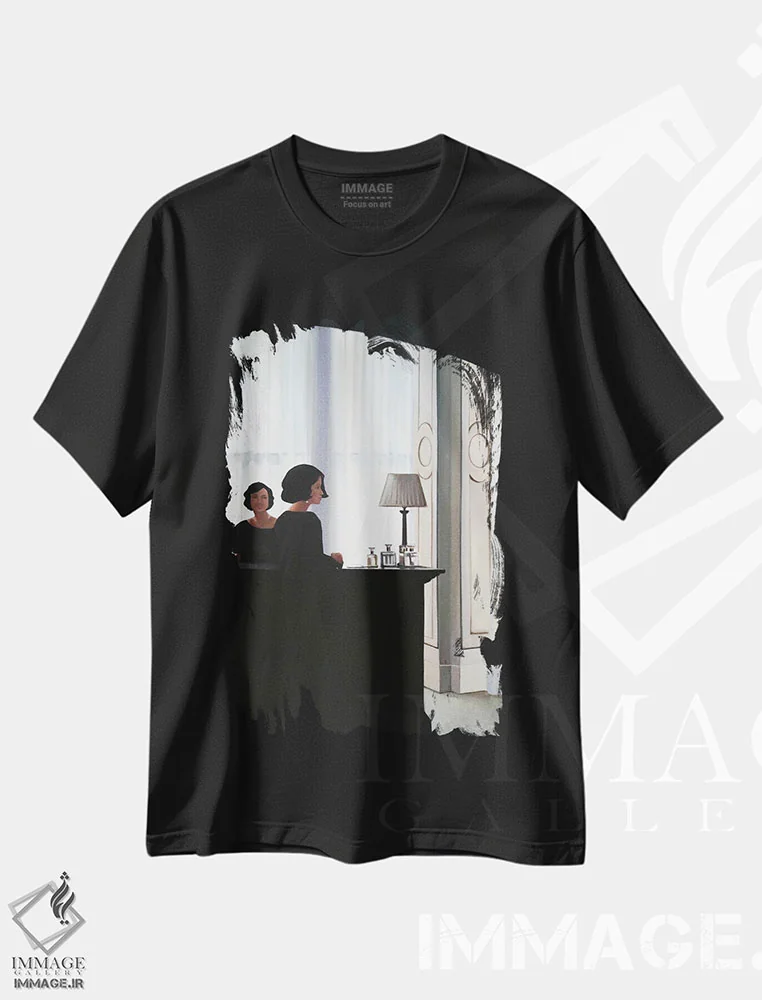 تیشرت مشکی طرح دار پذیرایی، دکور معاصر اثر شارلوت پی. | فروشگاه ایماژ