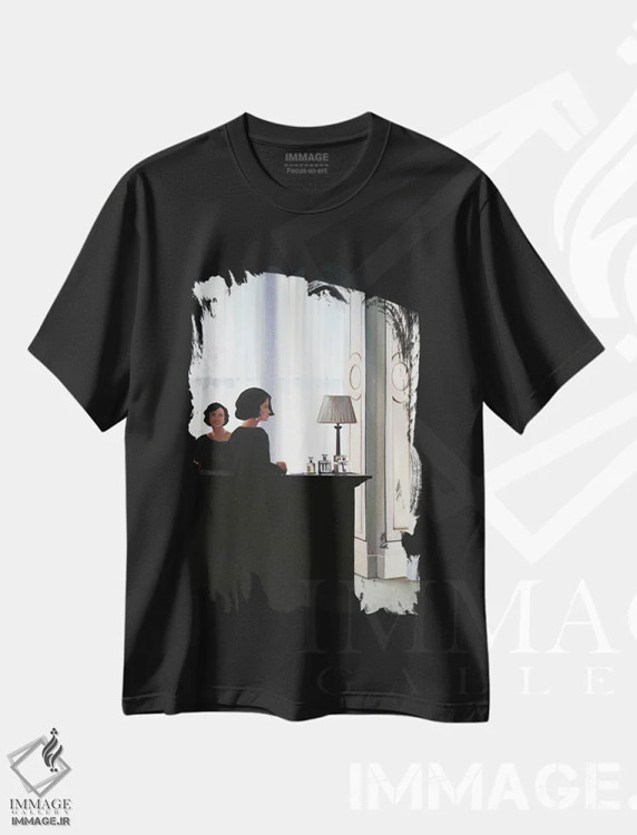 تیشرت مشکی طرح دار پذیرایی، دکور معاصر اثر شارلوت پی. | فروشگاه ایماژ