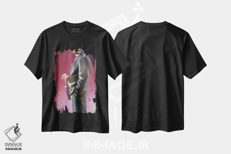 تیشرت مشکی طرح دار جام، دکور معاصر اثر شارلوت پی. | فروشگاه ایماژ