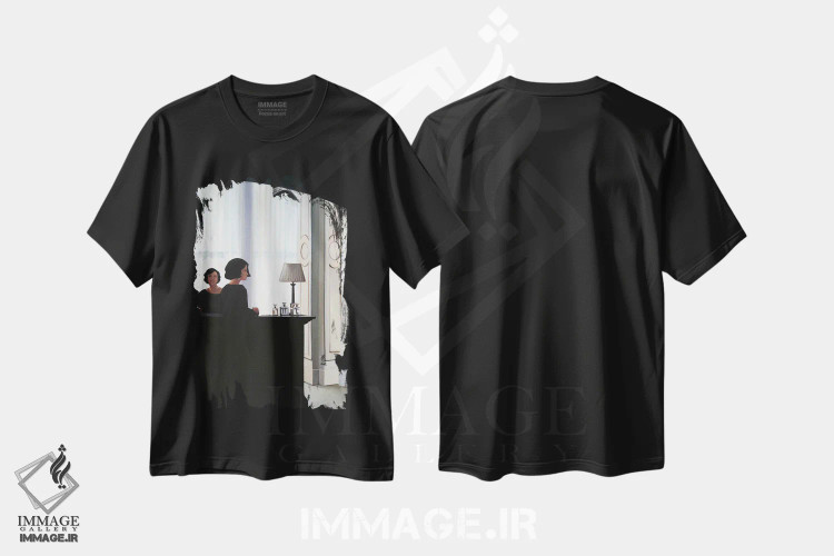 تیشرت مشکی طرح دار پذیرایی، دکور معاصر اثر شارلوت پی. | فروشگاه ایماژ