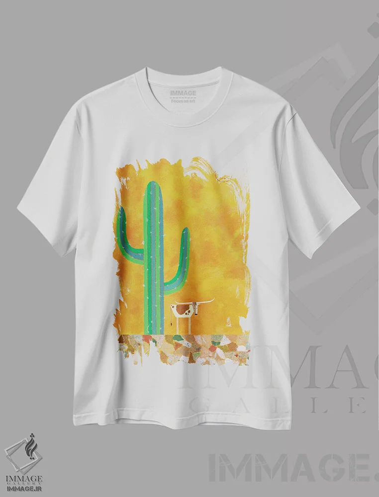 تیشرت سفید طرح دار جفت خاردار، تزئینی اثر کیسی کریگ | immage.ir