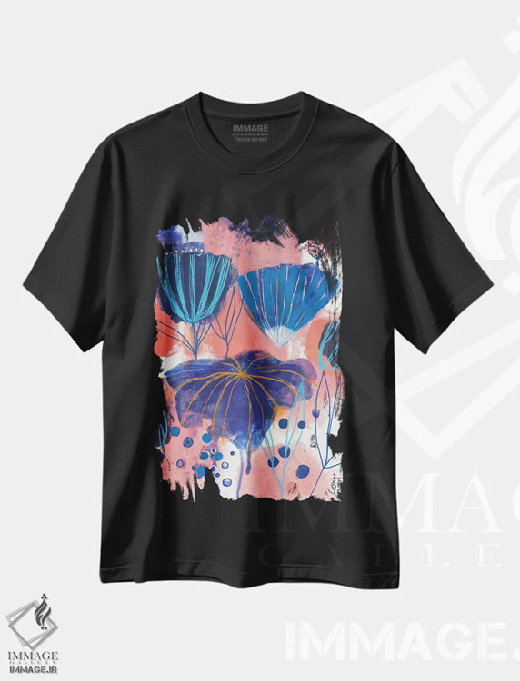 تیشرت مشکی طرح دار افسردگی گل ها اثر کورینا کاپری | فروشگاه ایماژ