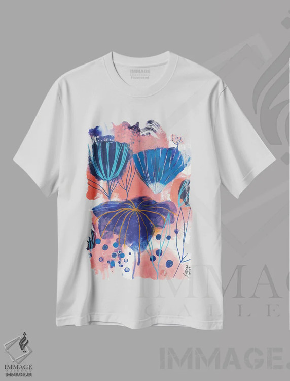 تیشرت سفید طرح دار افسردگی گل ها اثر کورینا کاپری | immage.ir