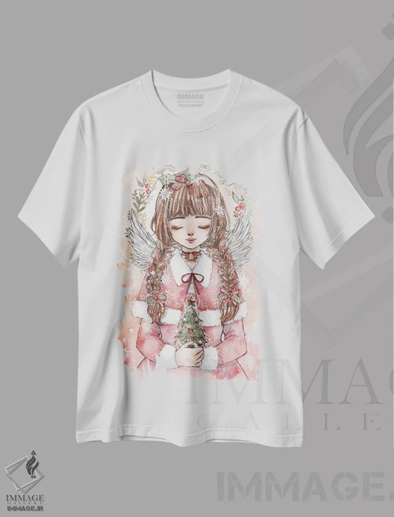 تیشرت سفید طرح دار کریسمس، انیمه اثر چریوکی | immage.ir