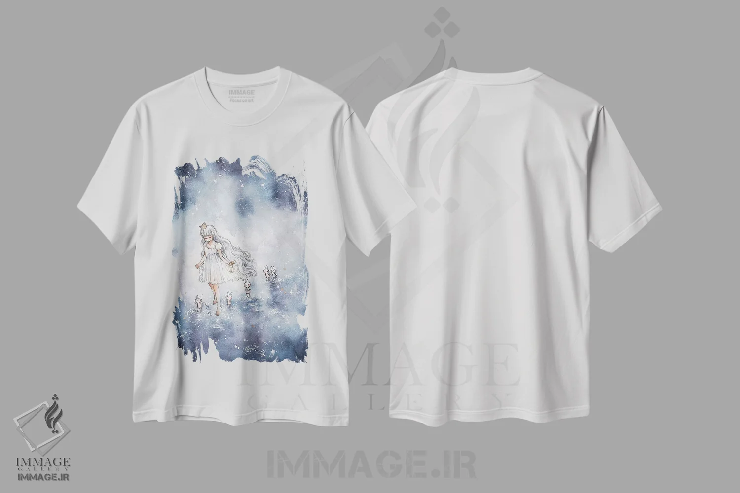 تیشرت سفید طرح دار دنبالم بیا به سوی ستارگان، انیمه اثر چریوکی | immage.ir