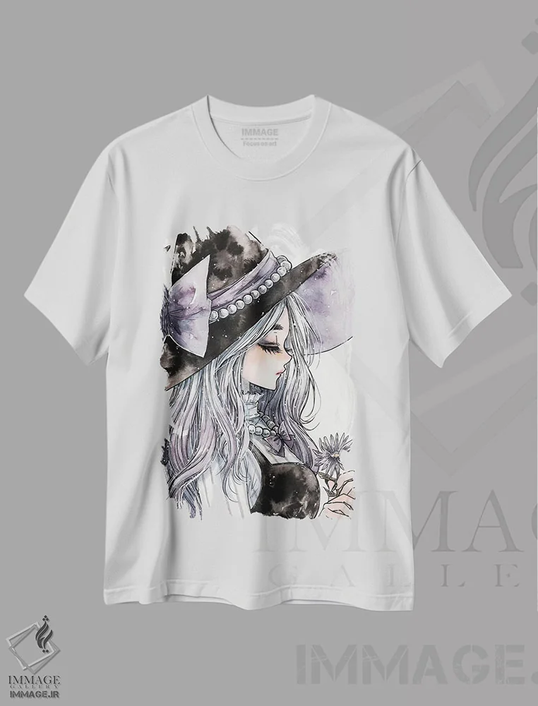 تیشرت سفید طرح دار جادوگر اسطوخودوس، انیمه اثر چریوکی | فروشگاه ایماژ