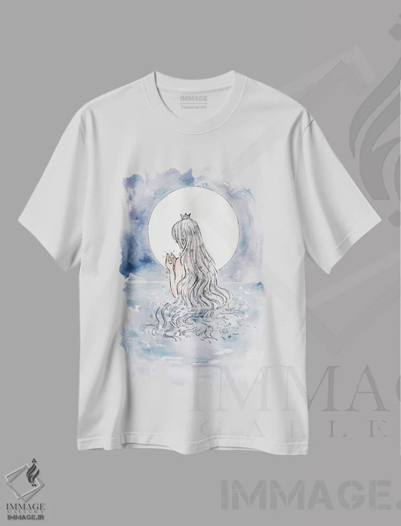 تیشرت سفید طرح دار نور ماه، انیمه اثر چریوکی | فروشگاه ایماژ
