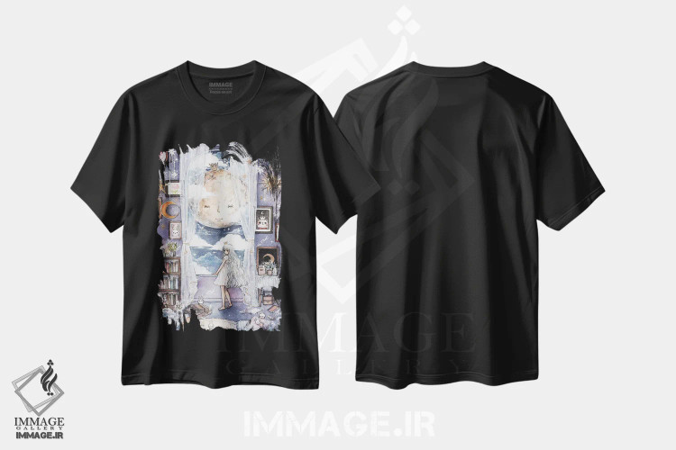 تیشرت مشکی طرح دار لالایی ماه، انیمه اثر چریوکی | فروشگاه ایماژ