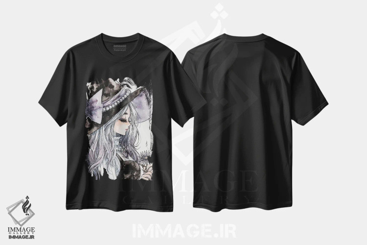 تیشرت مشکی طرح دار جادوگر اسطوخودوس، انیمه اثر چریوکی | immage.ir