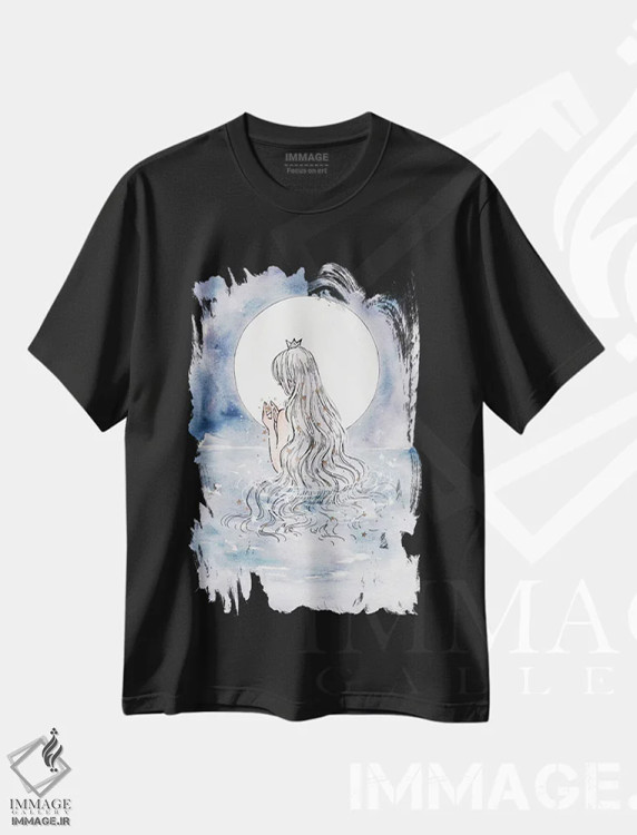 تیشرت مشکی طرح دار نور ماه، انیمه اثر چریوکی | immage.ir