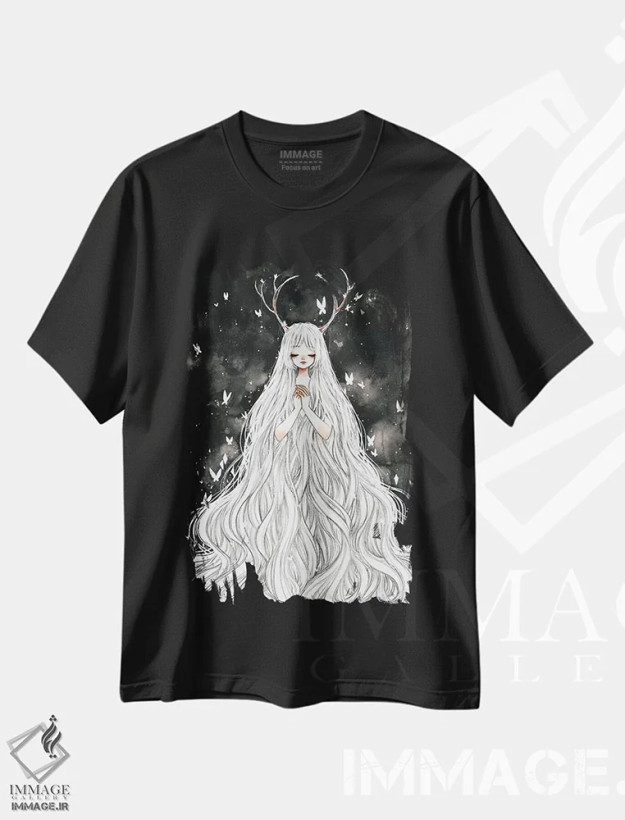 تیشرت مشکی طرح دار تاریک، انیمه اثر چریوکی | فروشگاه ایماژ