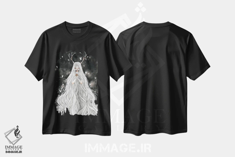 تیشرت مشکی طرح دار تاریک، انیمه اثر چریوکی | فروشگاه ایماژ