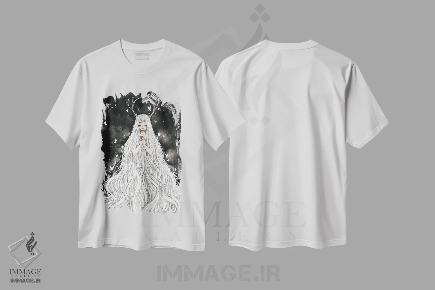 تیشرت سفید طرح دار تاریک، انیمه اثر چریوکی | immage.ir