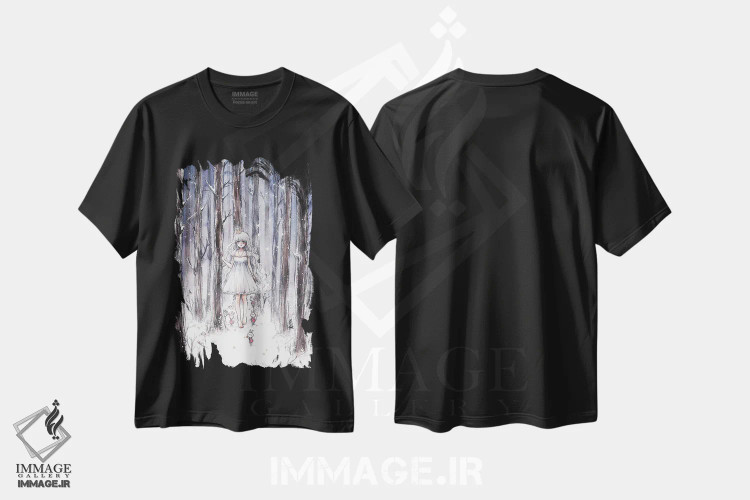 تیشرت مشکی طرح دار شب برفی، انیمه اثر چریوکی | immage.ir