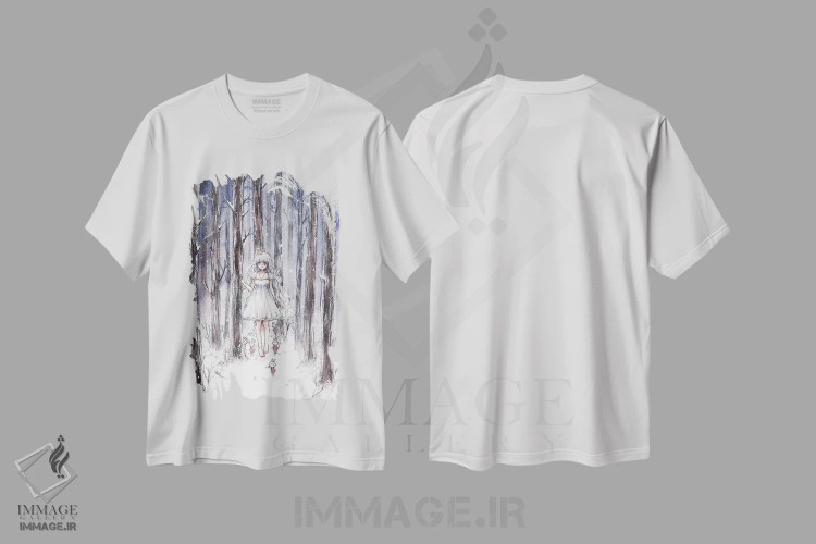 تیشرت سفید طرح دار شب برفی، انیمه اثر چریوکی | فروشگاه ایماژ