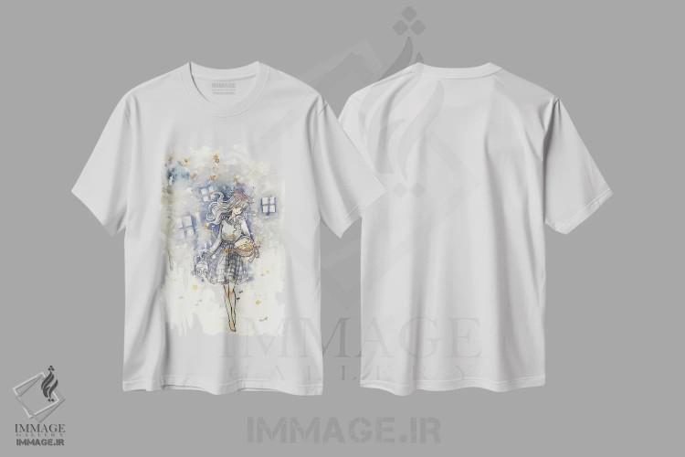 تیشرت سفید طرح دار جمع آورنده ستاره ها، انیمه اثر چریوکی | immage.ir