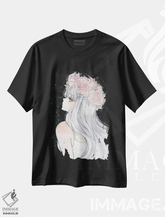 تیشرت مشکی طرح دار بدون عنوان، انیمه اثر چریوکی | فروشگاه ایماژ