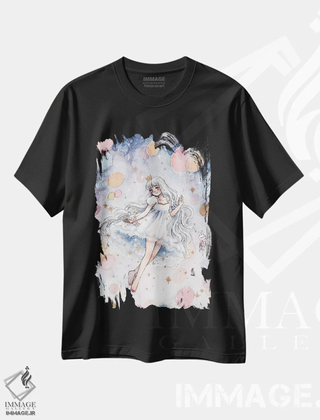 تیشرت مشکی طرح دار رویای شناور، انیمه اثر چریوکی | فروشگاه ایماژ