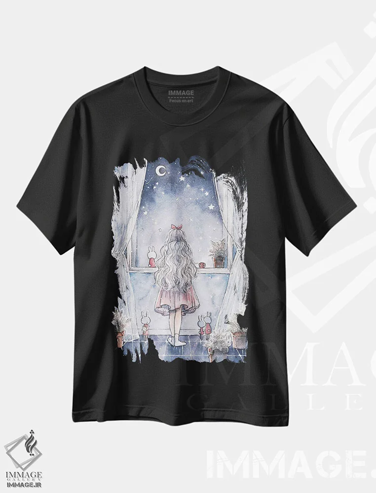 تیشرت مشکی طرح دار آرزو کن بر یک ستاره، انیمه اثر چریوکی | immage.ir