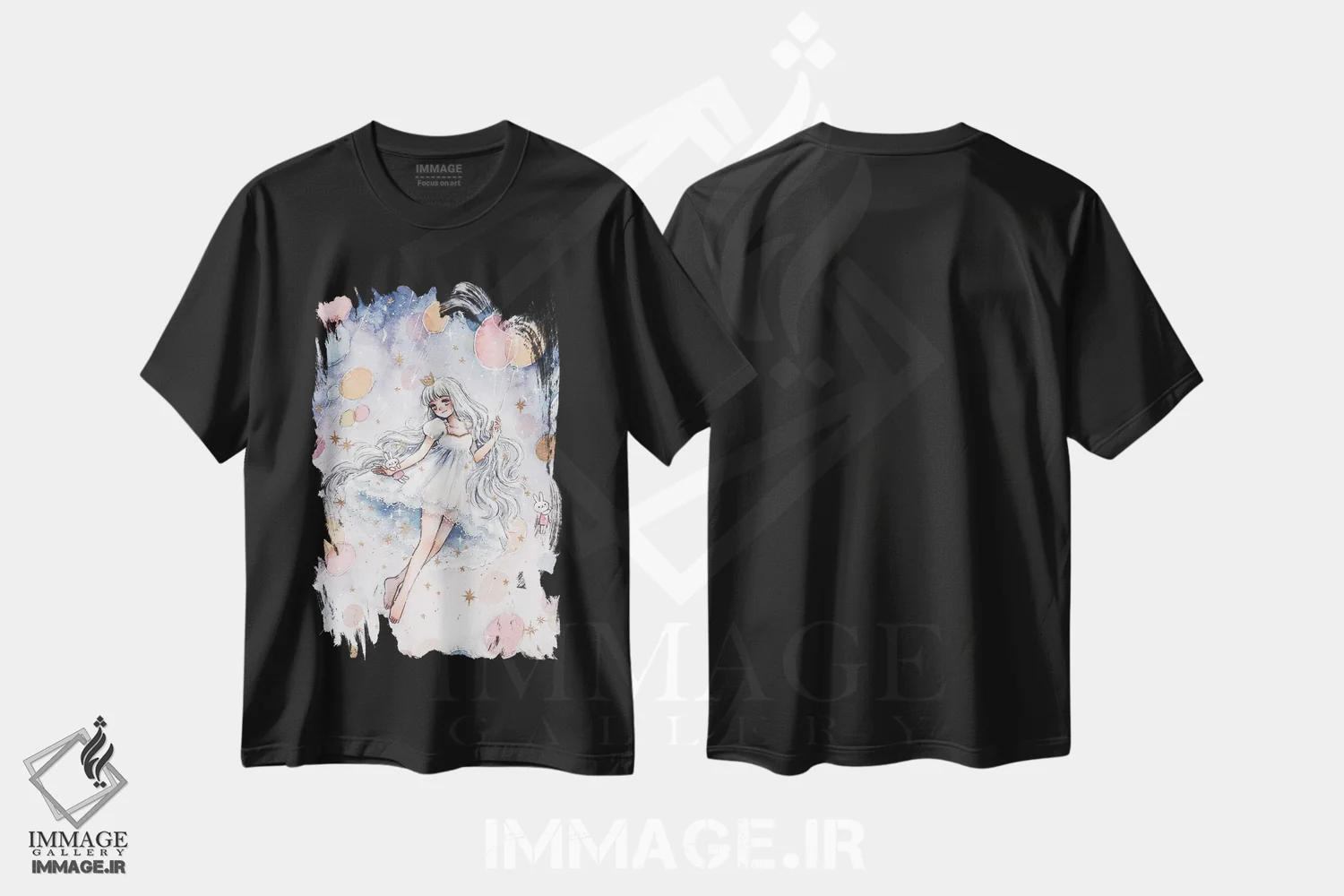 تیشرت مشکی طرح دار رویای شناور، انیمه اثر چریوکی | فروشگاه ایماژ