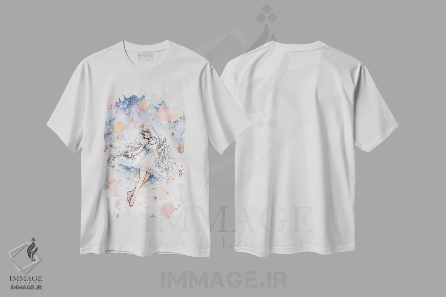 تیشرت سفید طرح دار رویای شناور، انیمه اثر چریوکی | immage.ir