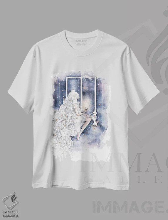 تیشرت سفید طرح دار ستاره کوچک افتاده، انیمه اثر چریوکی | فروشگاه ایماژ