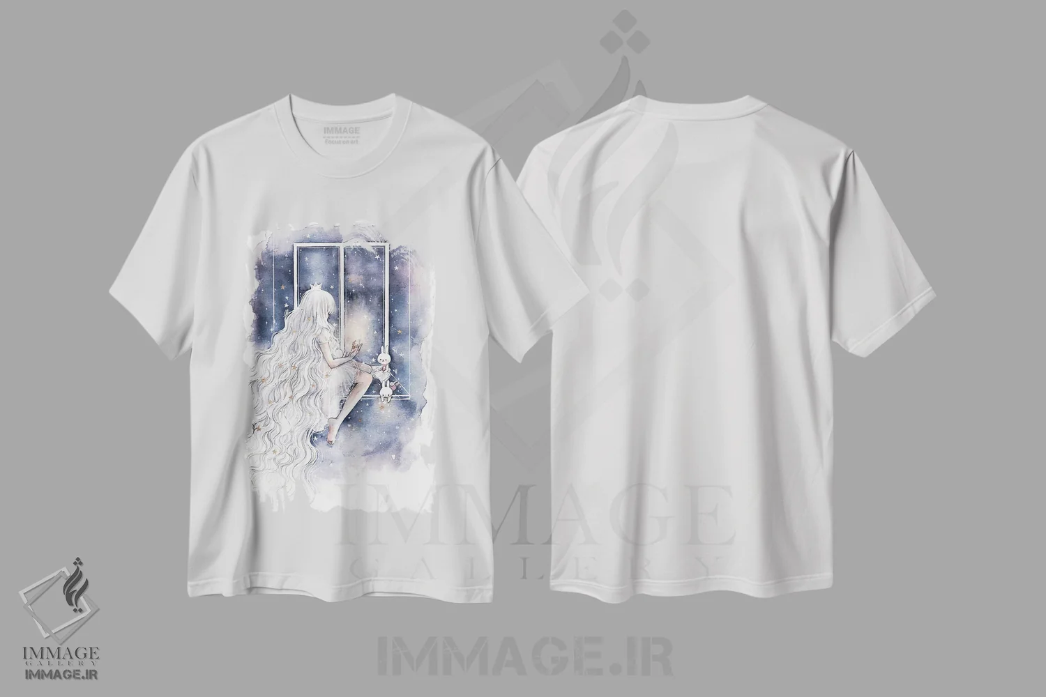 تیشرت سفید طرح دار ستاره کوچک افتاده، انیمه اثر چریوکی | فروشگاه ایماژ