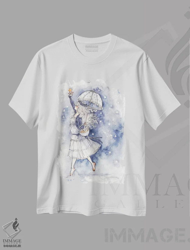 تیشرت سفید طرح دار بگیر یک ستارهٔ در حال سقوط، انیمه اثر چریوکی | فروشگاه ایماژ