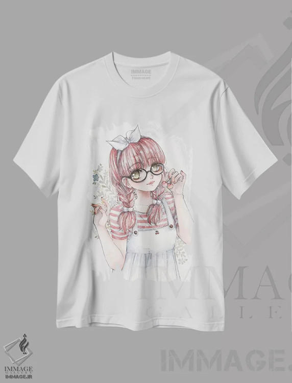 تیشرت سفید طرح دار گیلاس، انیمه اثر چریوکی | immage.ir