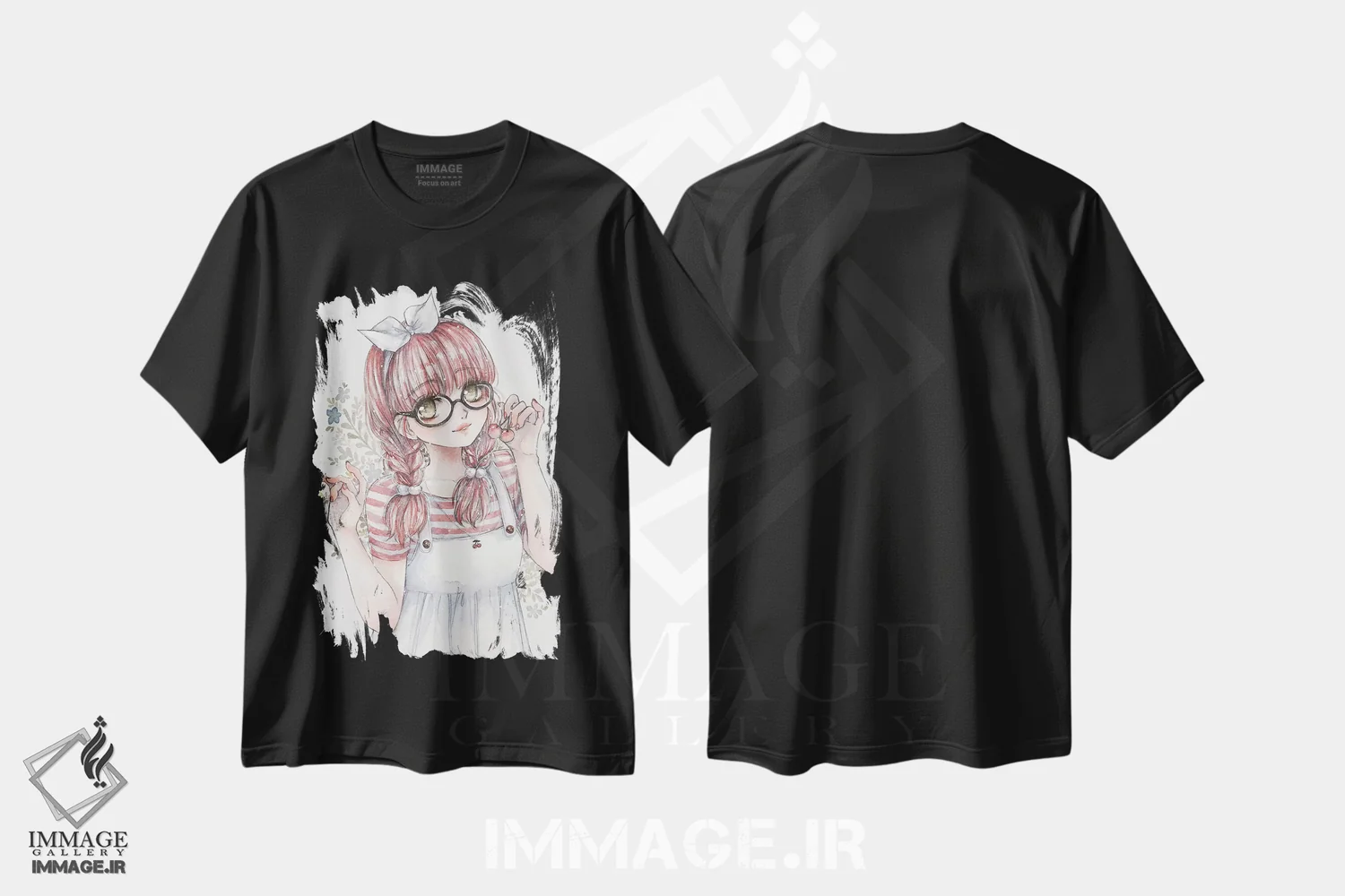 تیشرت مشکی طرح دار گیلاس، انیمه اثر چریوکی | فروشگاه ایماژ