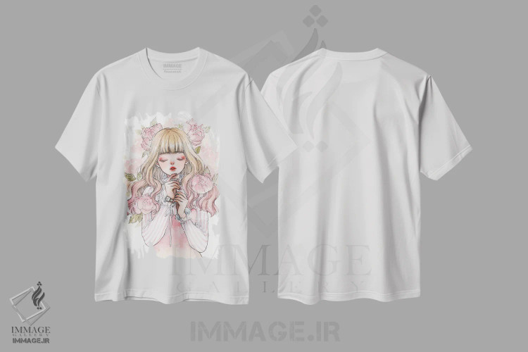 تیشرت سفید طرح دار سرخی گونه، انیمه اثر چریوکی | immage.ir