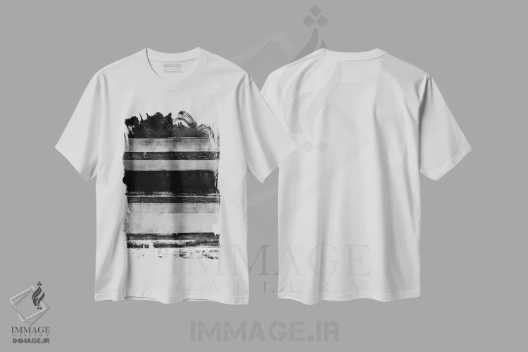 تیشرت سفید طرح دار دو بامداد، آبستره اثر کارول لین تایس | فروشگاه ایماژ