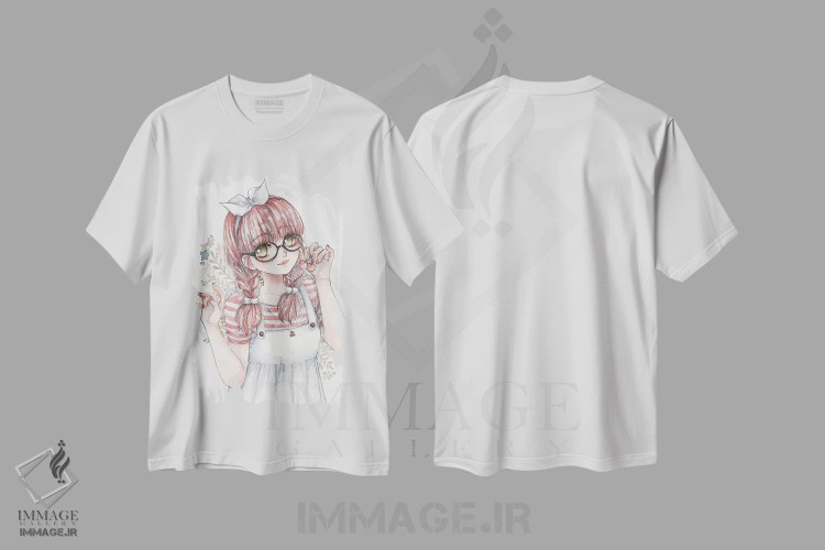 تیشرت سفید طرح دار گیلاس، انیمه اثر چریوکی | immage.ir
