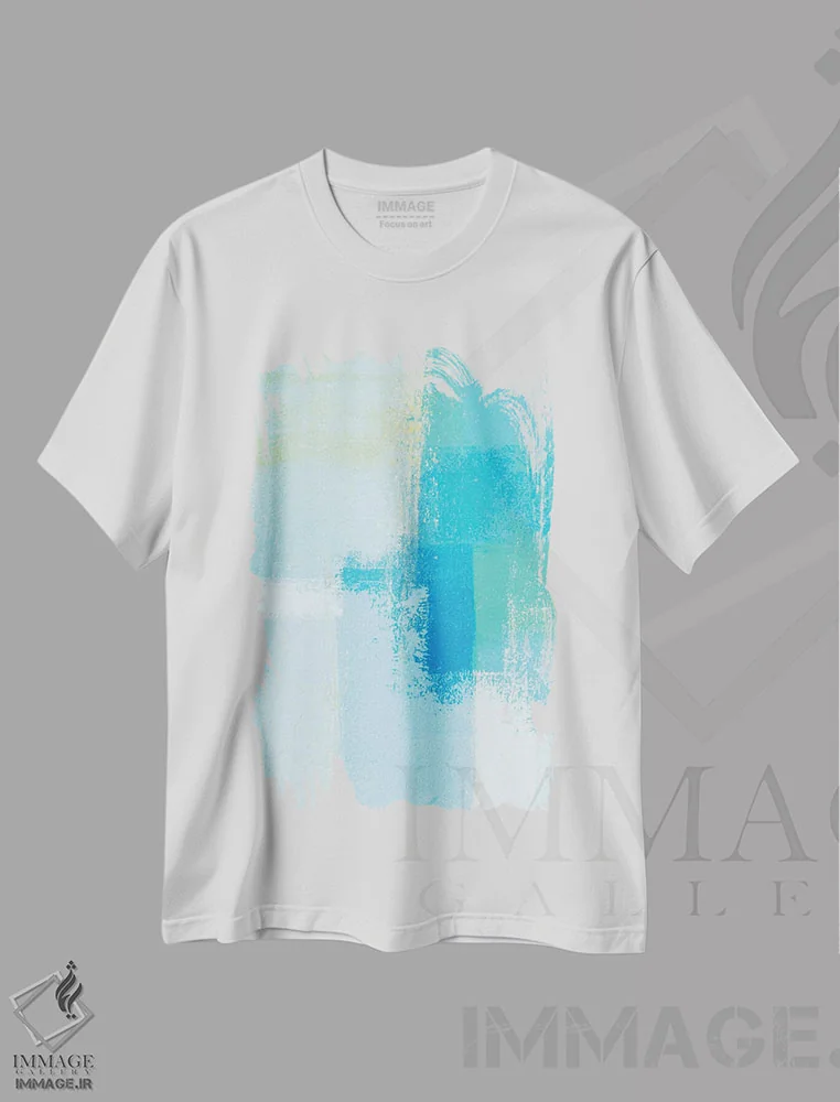 تیشرت سفید طرح دار شناور شدن اثر کارول لین تایس | فروشگاه ایماژ