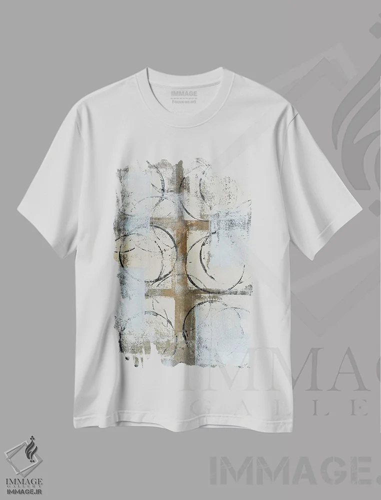 تیشرت سفید طرح دار پایه دار اثر کارول لین تایس | فروشگاه ایماژ