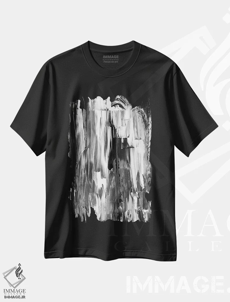 تیشرت مشکی طرح دار ذوب شده اثر کارول لین تایس | فروشگاه ایماژ