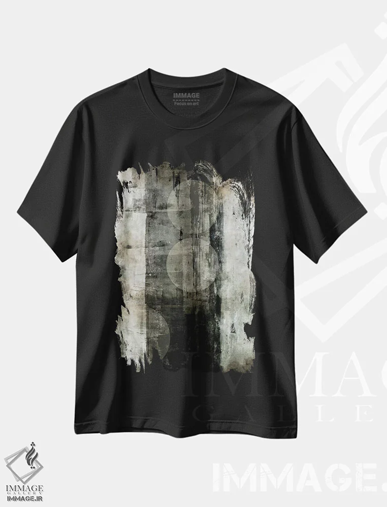 تیشرت مشکی طرح دار حرکت اثر کارول لین تایس | فروشگاه ایماژ