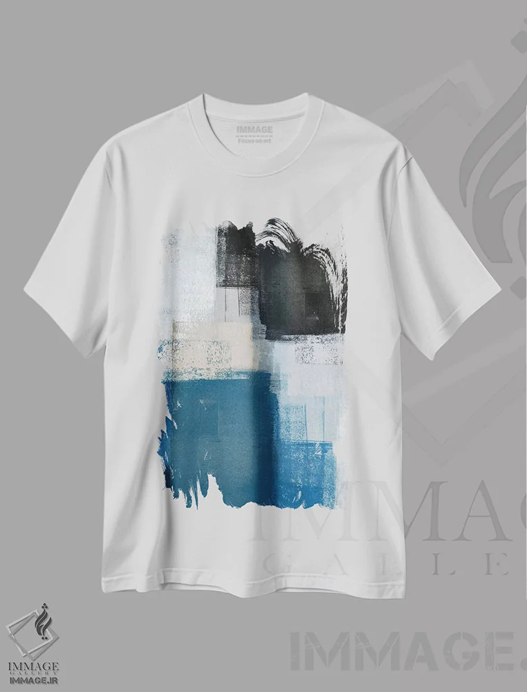 تیشرت سفید طرح دار مورب اثر کارول لین تایس | فروشگاه ایماژ