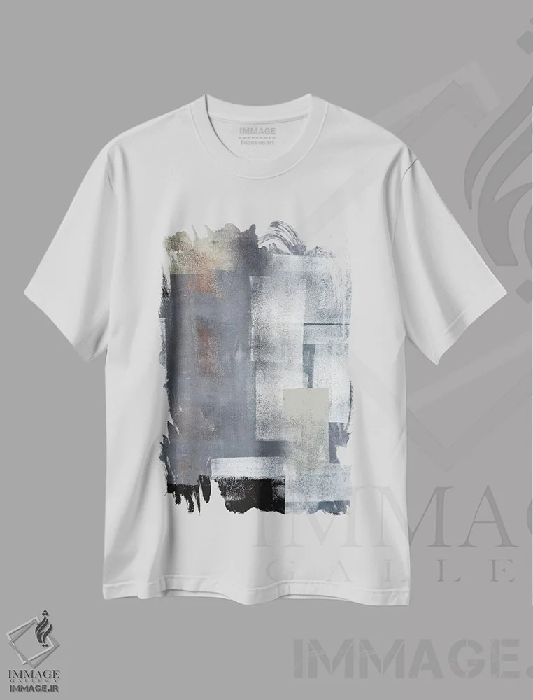 تیشرت سفید طرح دار روی هم بچین اثر کارول لین تایس | فروشگاه ایماژ