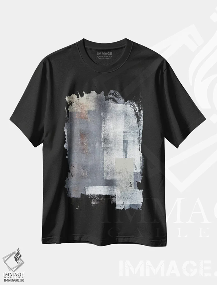 تیشرت مشکی طرح دار روی هم بچین اثر کارول لین تایس | immage.ir