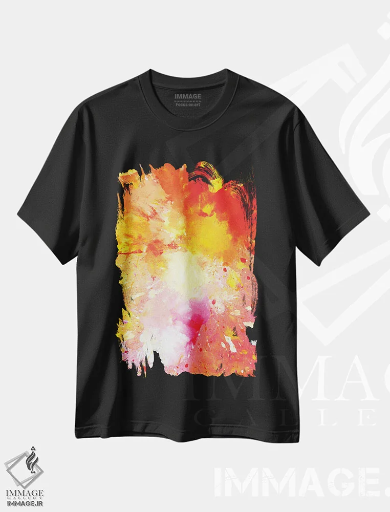 تیشرت مشکی طرح دار "پاشیدن" اثر کارول لین تایس | فروشگاه ایماژ