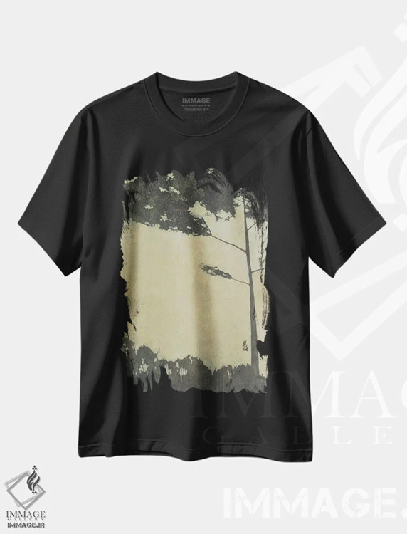 تیشرت مشکی طرح دار "چشم انداز درختی یازده" اثر رابرت شارون | فروشگاه ایماژ