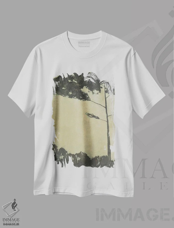 تیشرت سفید طرح دار "چشم انداز درختی یازده" اثر رابرت شارون | immage.ir