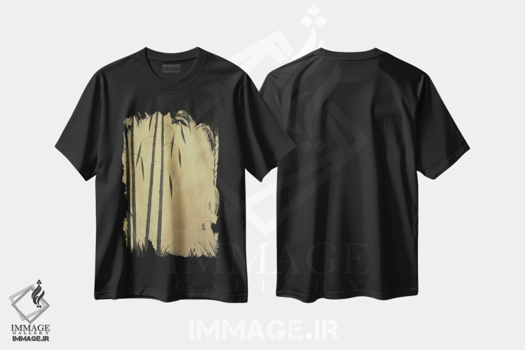 تیشرت مشکی طرح دار "بوستان بامبو دو"، تزئینی اثر رابرت شارون | immage.ir