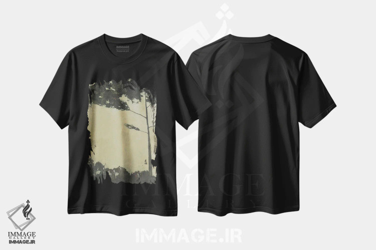 تیشرت مشکی طرح دار "چشم انداز درختی یازده" اثر رابرت شارون | فروشگاه ایماژ