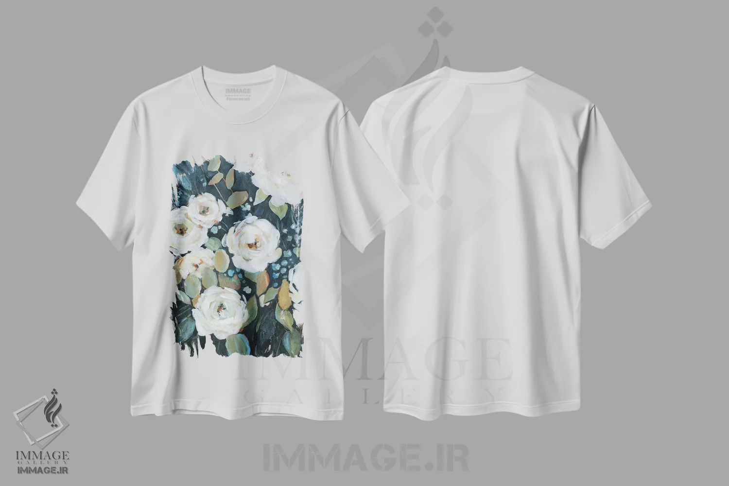 تیشرت سفید طرح دار "باغ زیر نور ماه دو"، تزئینی اثر کارول رابینسون | immage.ir