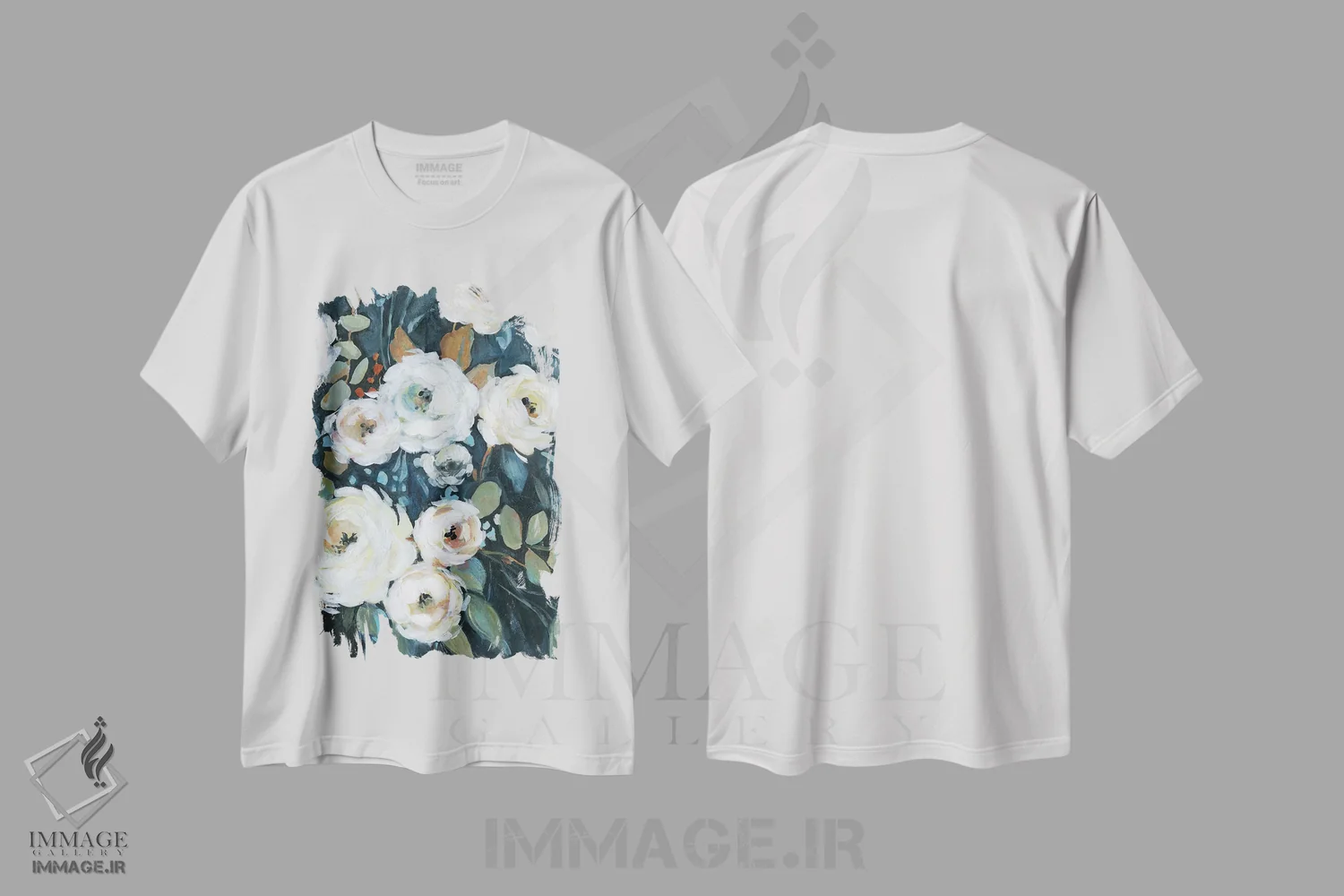تیشرت سفید طرح دار "باغ زیر نور ماه سه"، تزئینی اثر کارول رابینسون | فروشگاه ایماژ